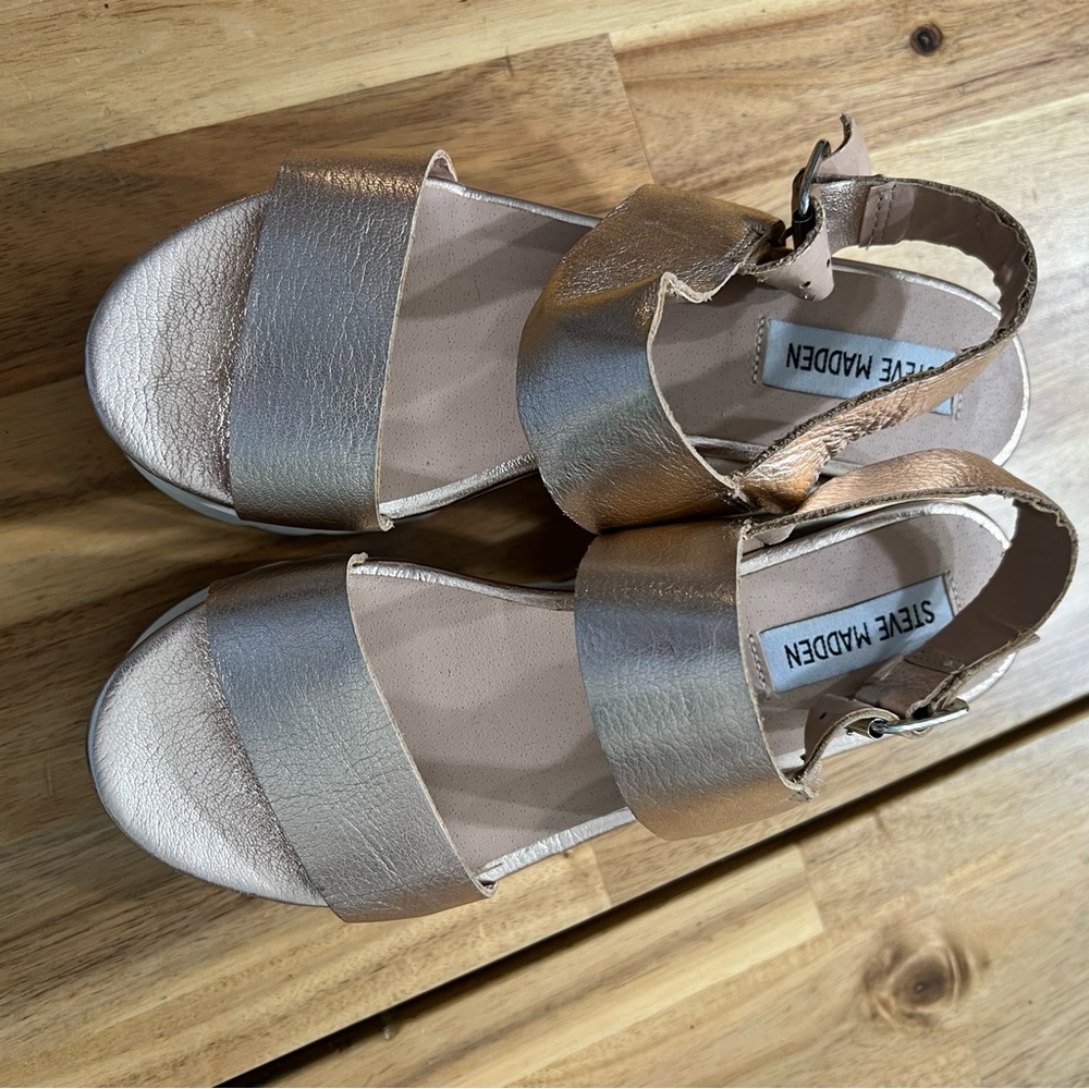 Steve Madden Krysta Rose Gold Flatform Sandals Size 6.5
